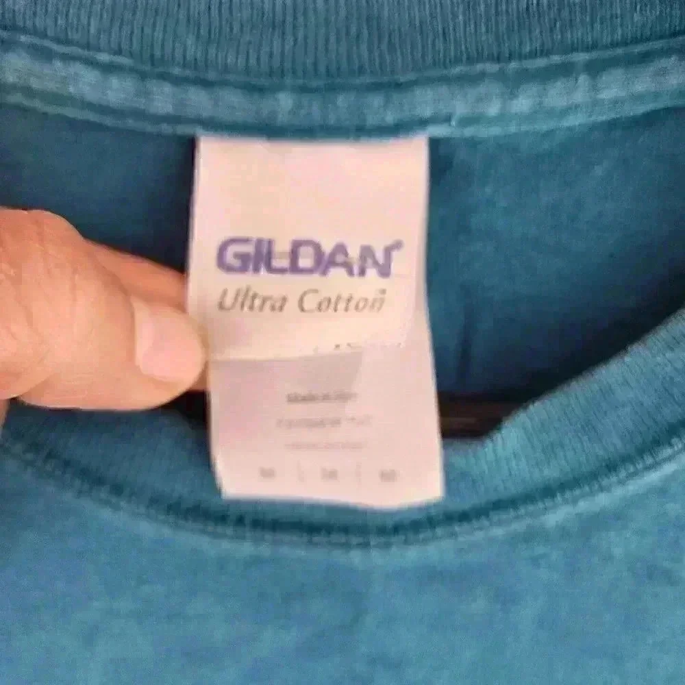 Vintage Gildan Cotton A Slice Of Paradise Short sleeve Blue T Shirt Men's M